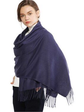 Women's Navy Wedding Bridal Scarf Pashmina Shawls Long Large Scarves